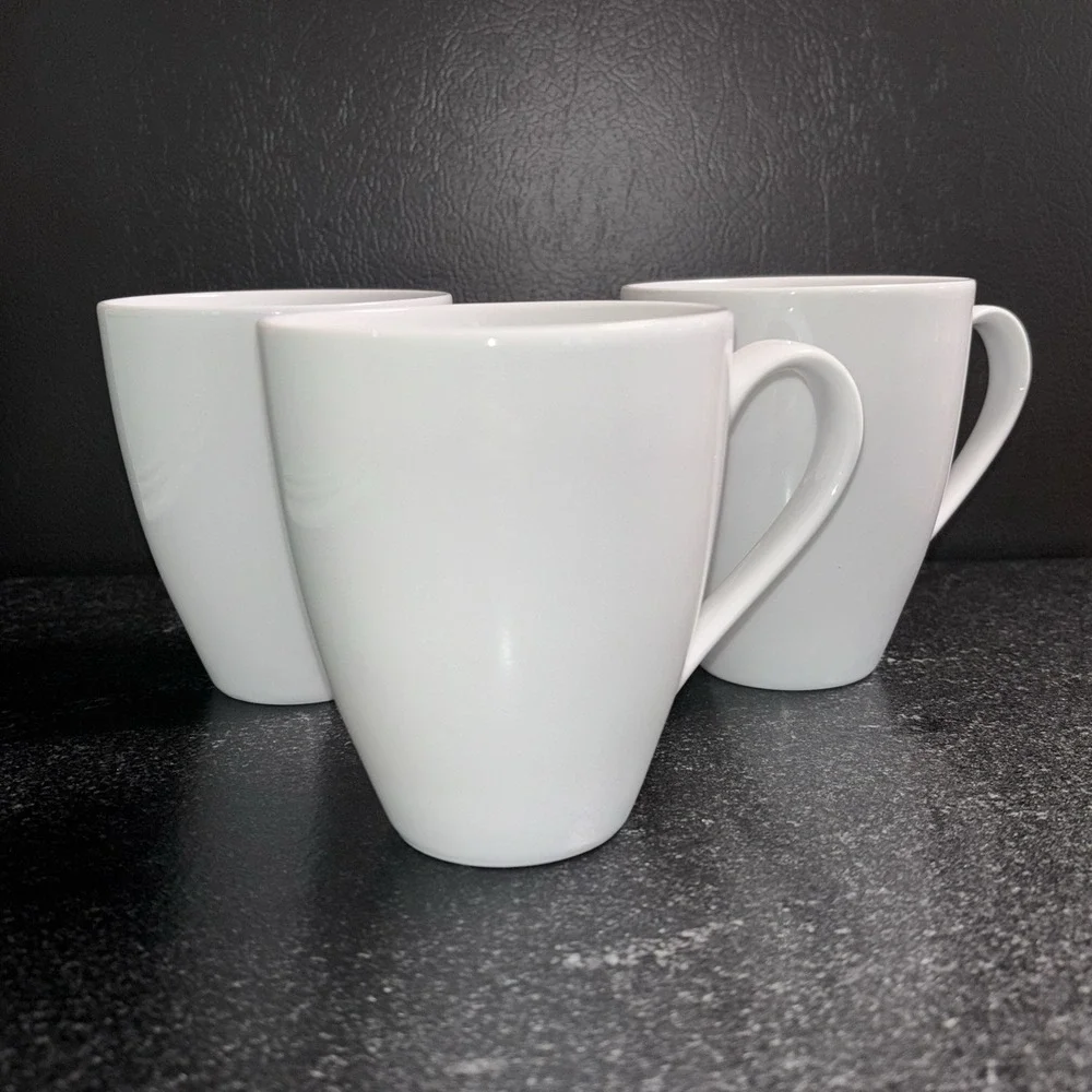 West Elm White Coffee Mugs Cups Set Of 3 Tea 4.25